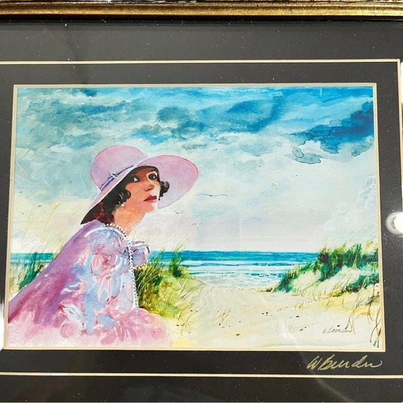 W. Burden Portrait & Landscape Beach Scene Professionally Framed Wall Art Signed - Picture 2 of 13
